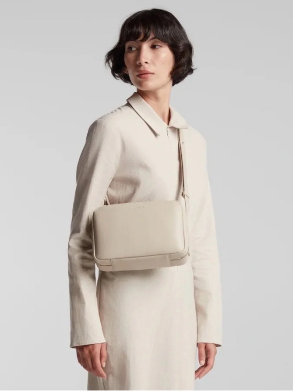 Monos Metro Light Ivory Leather Crossbody Bag